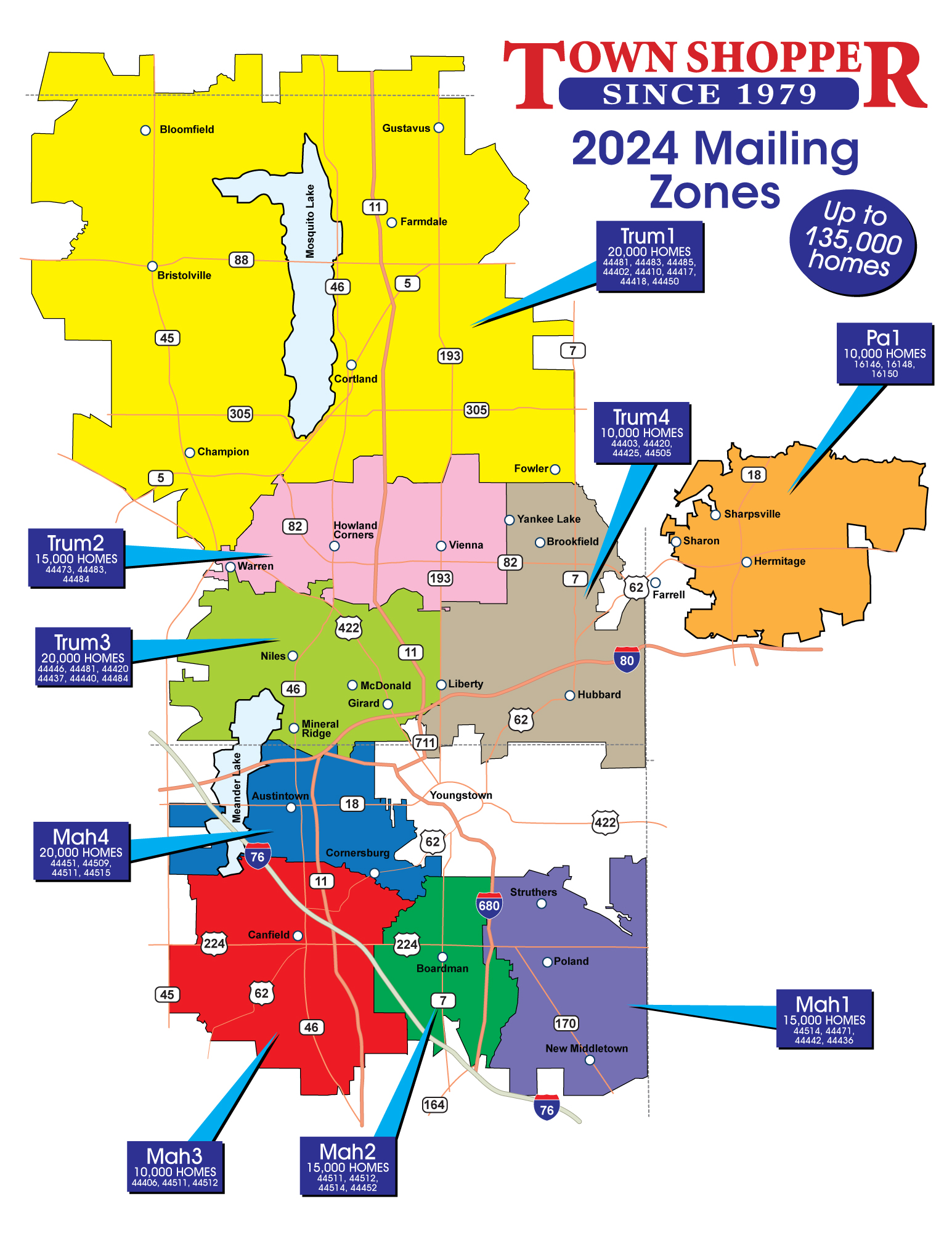2024 Town Shopper mailing zones map